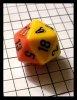 Dice : Dice - 20D - Chessex Half and Half Orange and Yellow with Black Numerals - Gen Con Oct 2010